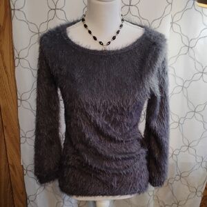 Women's Fuzzy Gray Sweater